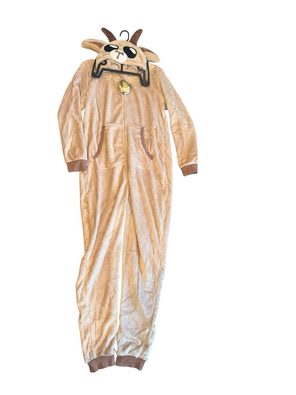 Goat Hooded Plush One Piece Pajamas Kids Large 12-14 Holiday Time GOAT Costume